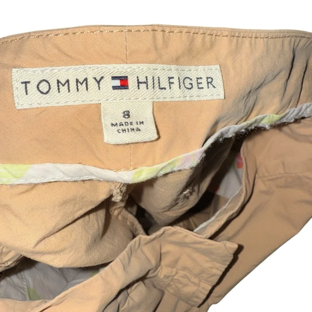 Tommy Hilfiger Womens Tan Bermuda Shorts‎ Cuffed Back Flap Pockets Size 8